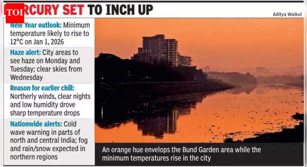 पुणे शहरातील प्रमुख स्थानांवर किमान तापमान दुहेरी आकडीवर पोहोचले आहे, 1 जानेवारी रोजी 12 अंश से