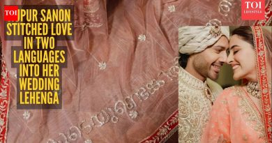 नुपूर सेनॉनच्या लग्नाच्या लेहेंग्यात पंजाबी आणि मल्याळम भाषेतील लव्ह नोट्स होत्या