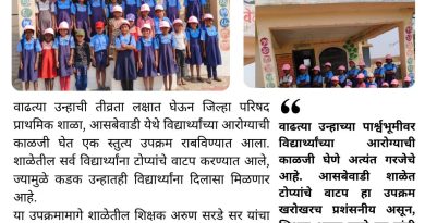 उन्हाच्या तडाख्यात विद्यार्थ्यांसाठी संरक्षणाची ढाल – आसबेवाडी शाळेत टोप्यांचे वाटप”