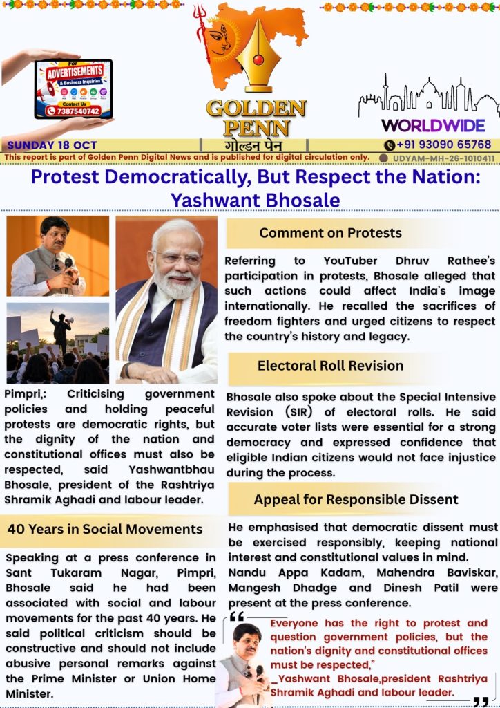 Protest Democratically, But Respect the Nation: Yashwant Bhosale